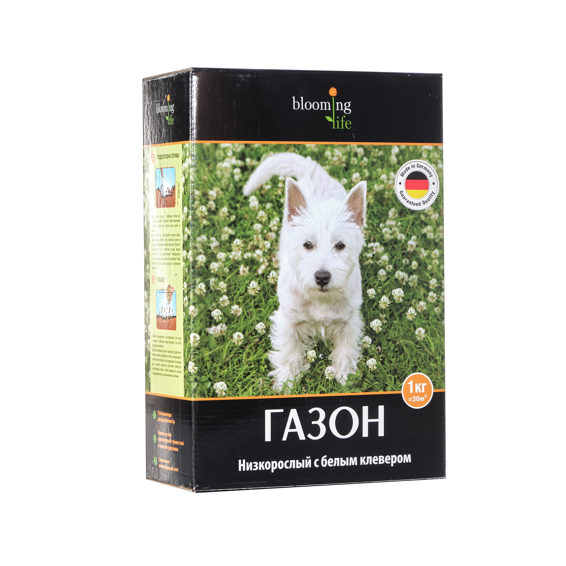 Низкорослый газон с белым клевером